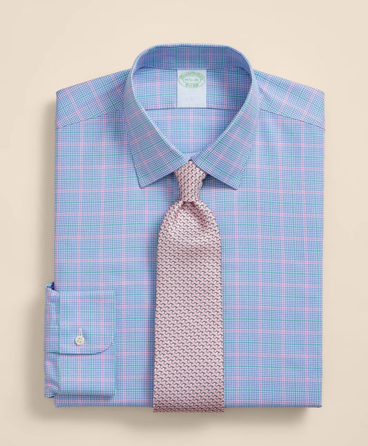 Brooks Brothers Explorer Collection Non-Iron Twill Ainsley Collar, Check Dress Shirt | Brooks Brothers Smart Buy