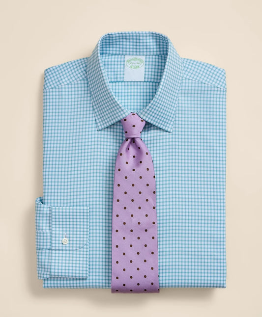 Brooks Brothers Explorer Collection Non-Iron Twill Ainsley Collar, Mini-Check Dress Shirt | Brooks Brothers Smart Buy
