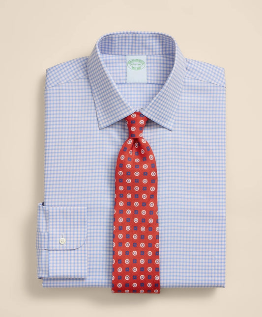 Brooks Brothers Explorer Collection Non-Iron Twill Ainsley Collar, Mini-Check Dress Shirt | Brooks Brothers Customer Favorite