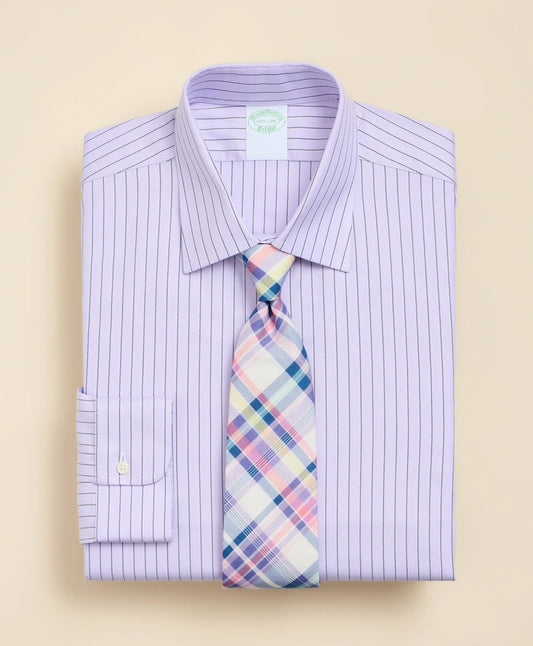 Brooks Brothers Explorer Collection Non-Iron Twill Ainsley Collar, Pinstripe Dress Shirt | Brooks Brothers New