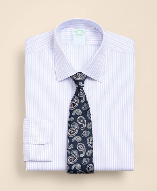 Brooks Brothers Explorer Collection Non-Iron Twill Ainsley Collar, Triple Stripe Dress Shirt | Brooks Brothers Customer Favorite