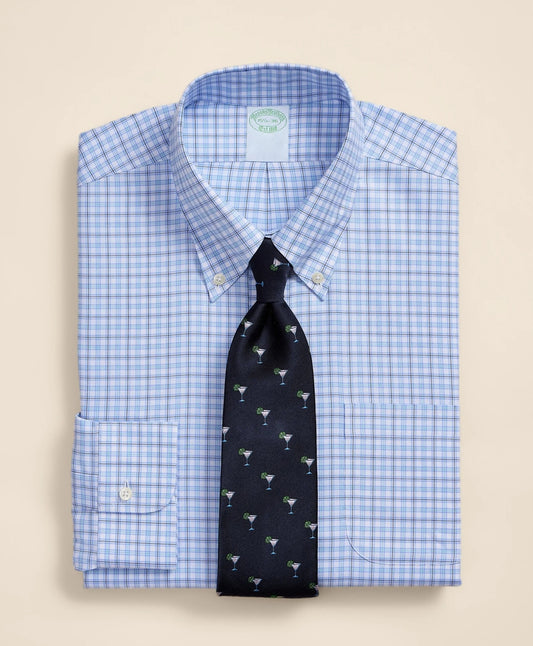 Brooks Brothers Explorer Collection Non-Iron Twill Button-Down Collar, Check Dress Shirt | Brooks Brothers Premium