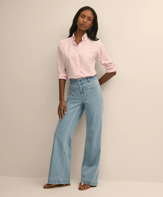 Cotton-Blend Patch Pocket Flare Jeans | Brooks Brothers Popular
