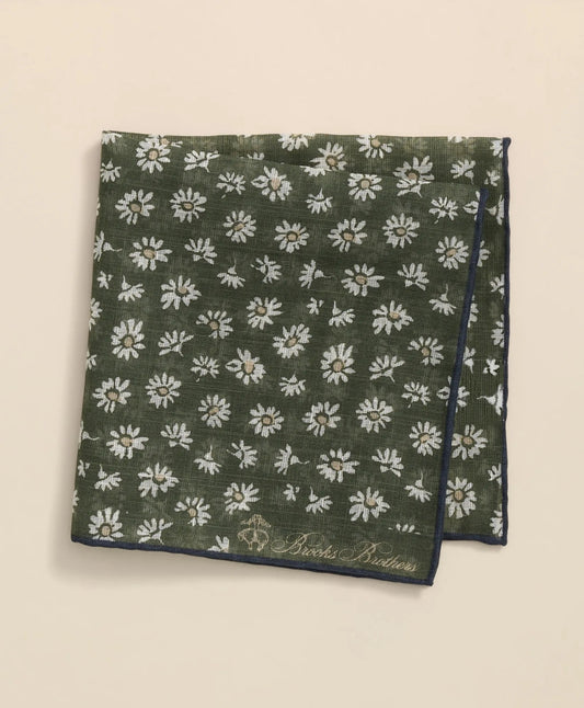 Cotton-Linen Daisy Print Pocket Square | Brooks Brothers Premium