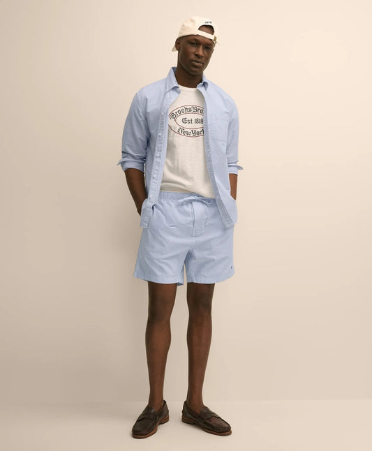 Cotton Oxford Stripe Lounge Shorts | Brooks Brothers Premium