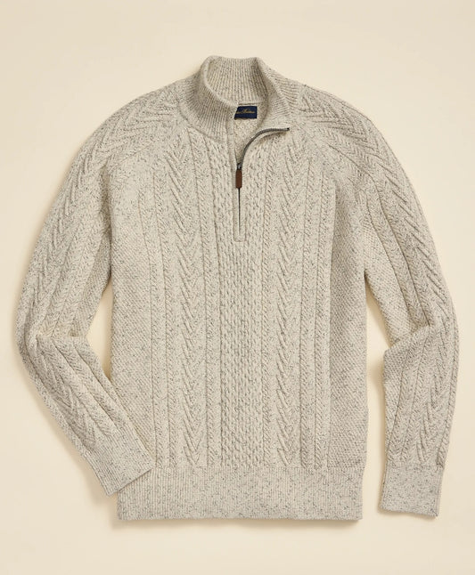 Cotton Quarter-Zip Mouline Fisherman Military Sweater | Brooks Brothers Featured