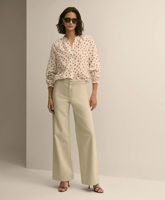Cotton Twill Braided-Detail Wide-Leg Pants | Brooks Brothers Top Pick