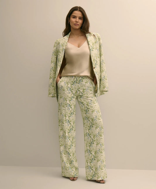 Crepe Botanical Print Wide-Leg Pants | Brooks Brothers Premium