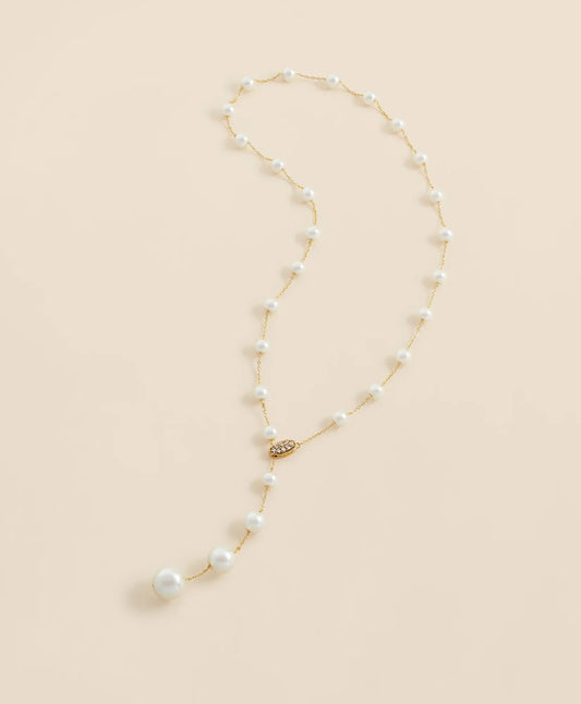 Faux Pearl & Gold-Toned Y-Neck Necklace | Brooks Brothers New