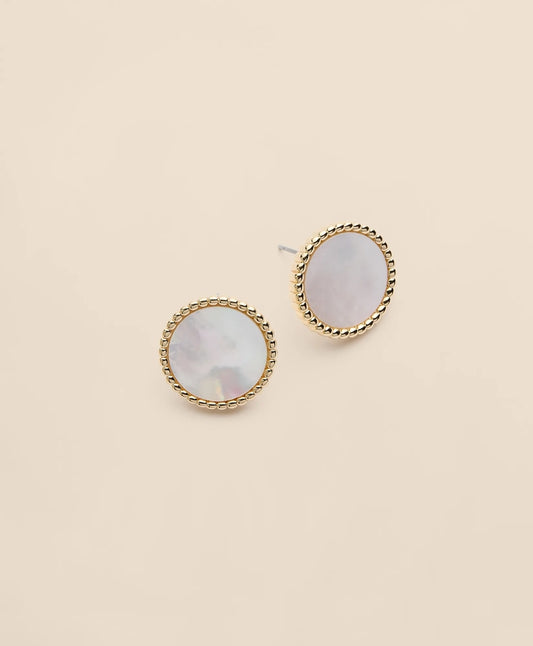 Gold-Tone Mother-Of-Pearl Button Stud Earrings | Brooks Brothers Premium
