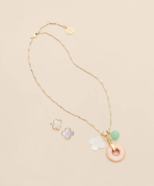Gold-Tone Stud Earrings & Charm Necklace Set | Brooks Brothers Smart Buy