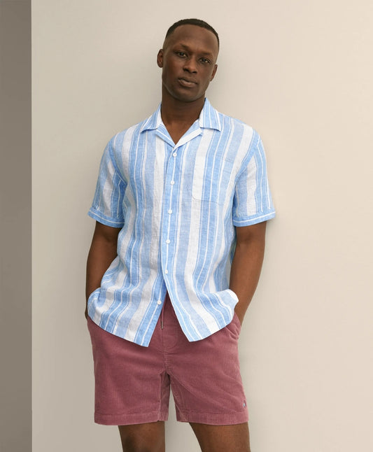 Irish Linen Short-Sleeve Camp Collar Sport Shirt | Brooks Brothers Customer Favorite