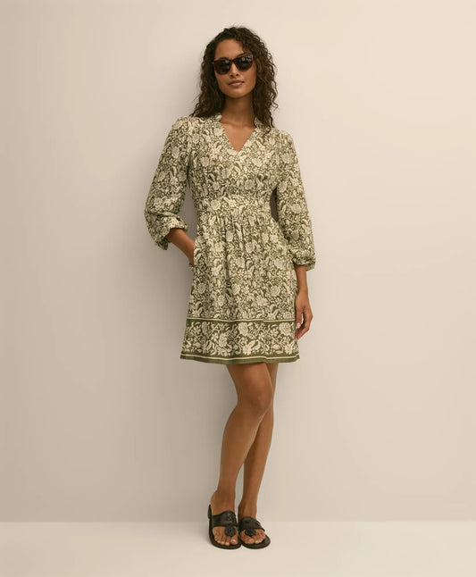 Linen Blend Floral Print Dress | Brooks Brothers Smart Buy