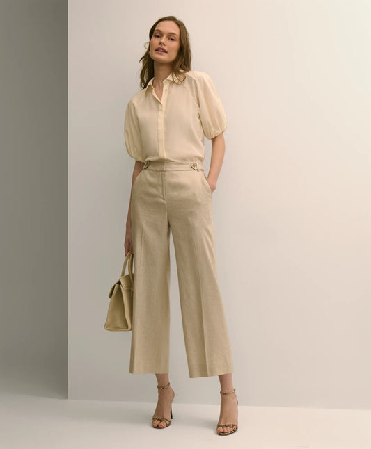 Linen-Blend Waist-Tab Wide-Leg Pants | Brooks Brothers Premium