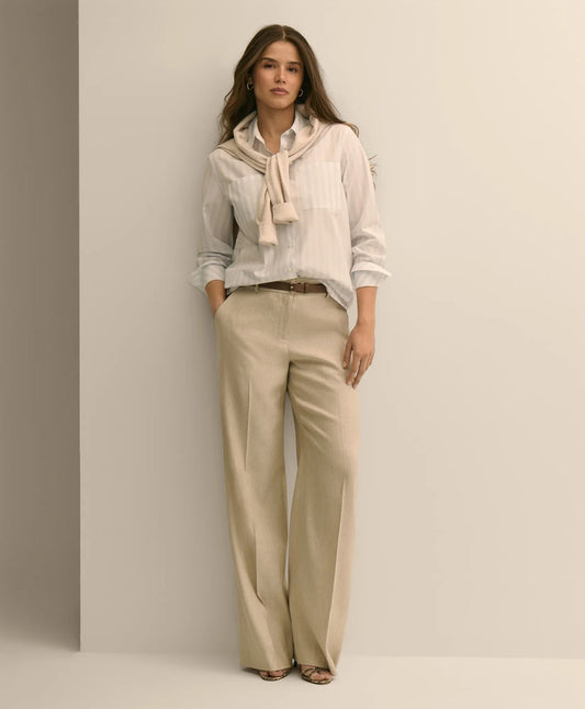 Linen-Blend Wide-Leg Pants | Brooks Brothers Top Pick