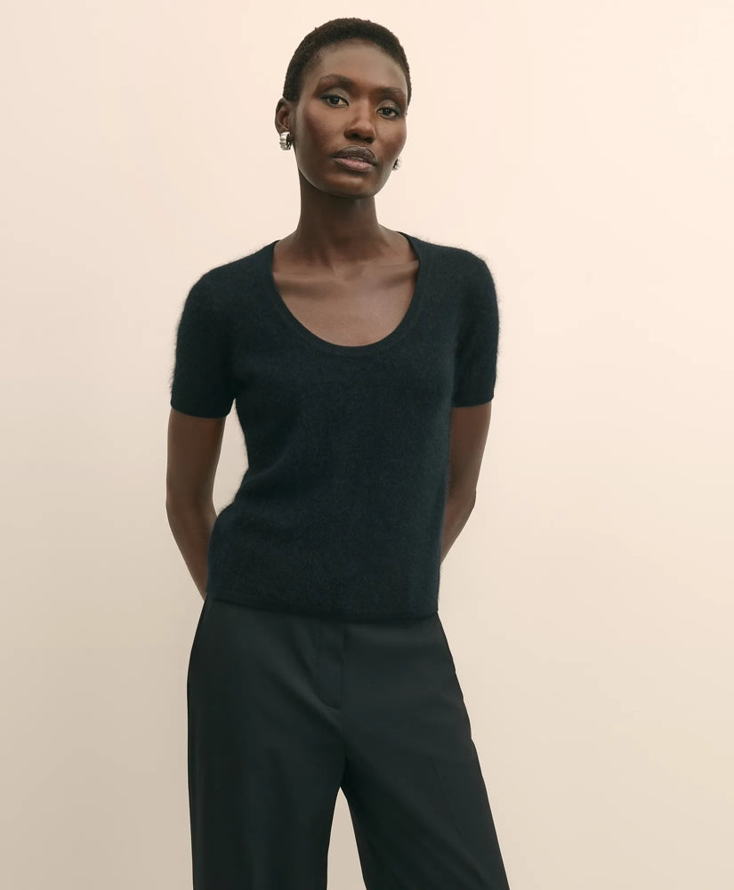 Wool-Cashmere Blend Brushed Short-Sleeve Sweater Shell | Brooks Brothers Smart Buy