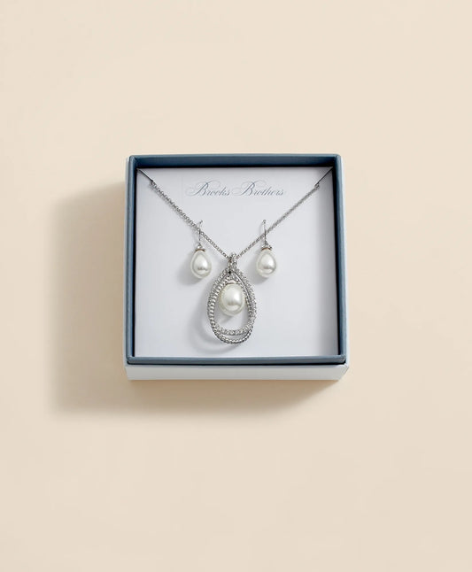 Orbital Interlocking Faux- Pearl and Crystal Set | Brooks Brothers New
