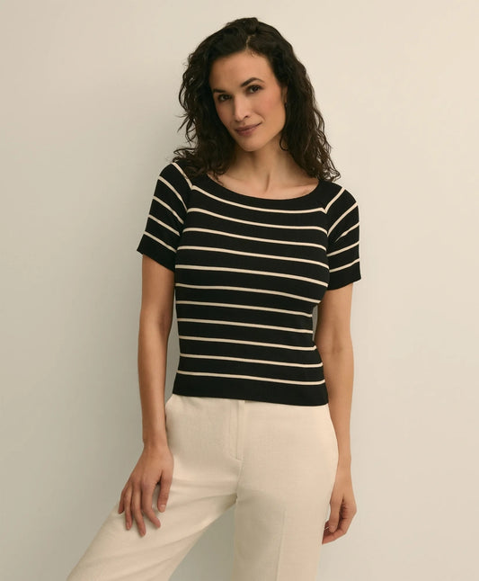 Silk Blend Ballet Neck Stripe Sweater | Brooks Brothers Top Pick