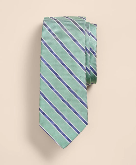 Silk Oxford-Weave Outline Stripe Tie | Brooks Brothers New