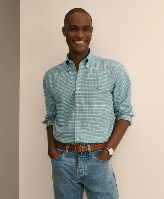 Stretch Cotton Non-Iron Oxford Polo Button Down Sport Shirt | Brooks Brothers Top Pick