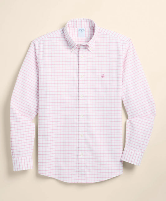 Stretch Cotton Non-Iron Oxford Polo Button Down, Windowpane Sport Shirt | Brooks Brothers Premium