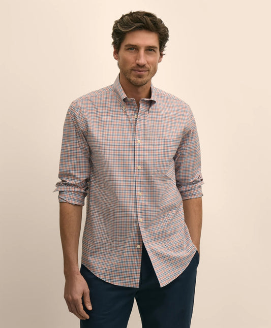 Stretch Cotton Non-Iron Broadcloth Polo Button-Down Collar, Check Sport Shirt | Brooks Brothers Top Pick